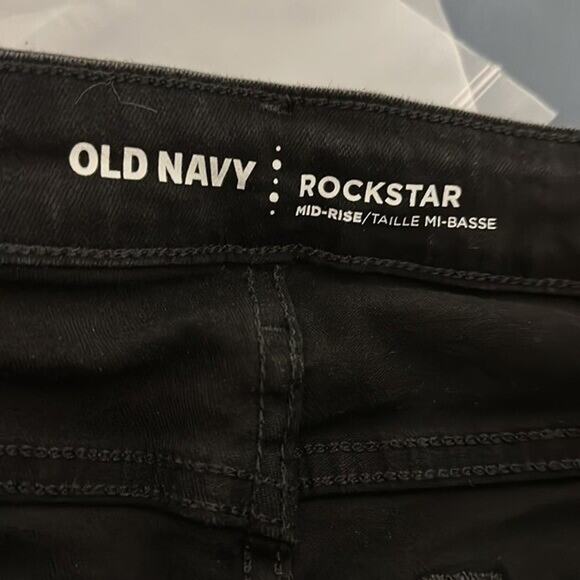Old Navy Jeans Womens 6 Black Rockstar Tall Skinny Distressed Stretch Midrise - Picture 7 of 9
